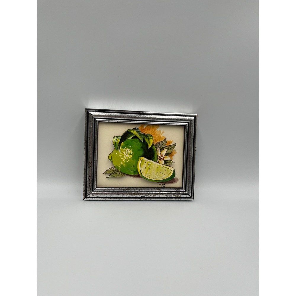 Rare Handmade 3D Layered Paper Art Bright Green Lime with White Blossom Flower
